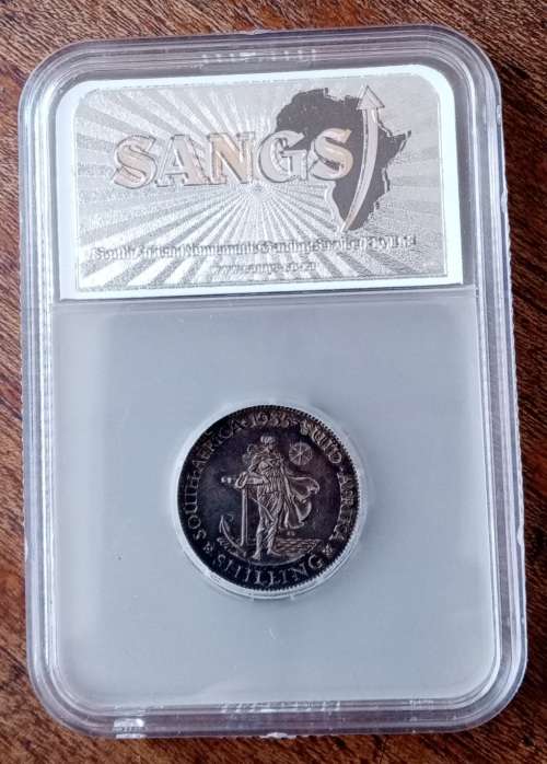 1935 Union silver shilling SANGS XF45