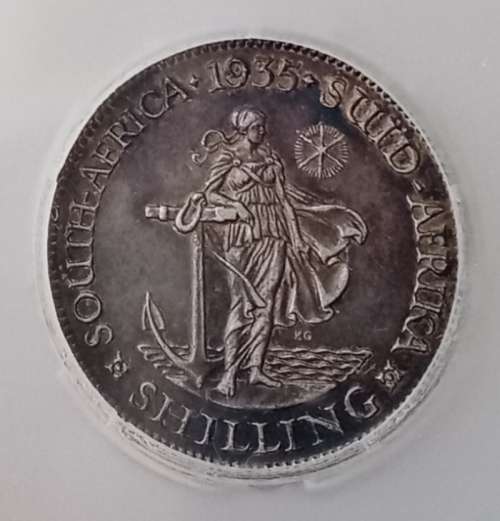 1935 Union silver shilling SANGS XF45