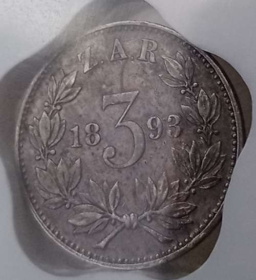 Nice 1893 ZAR Kruger silver tickey SANGS XF45