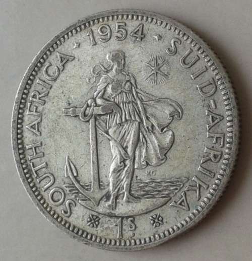 1954 Union silver shilling