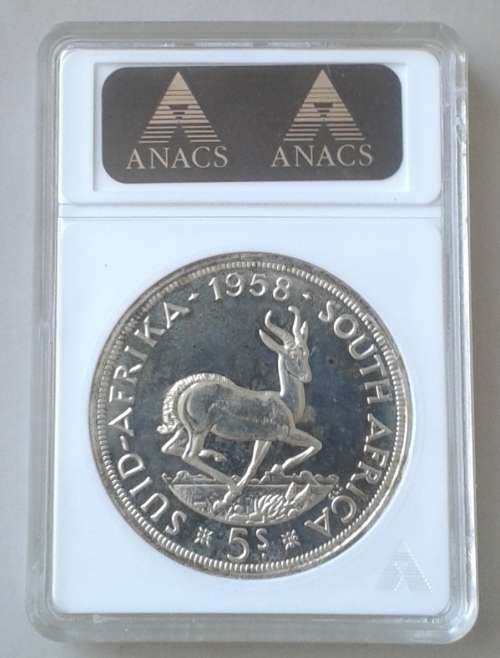 Scarcer 1958 union silver 5 Shillings ANACS PF65 (Beautiful coin)