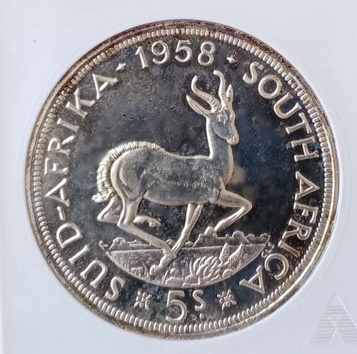 Scarcer 1958 union silver 5 Shillings ANACS PF65 (Beautiful coin)