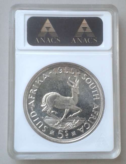 Nice 1955 Union silver 5 Shillings ANACS PF66 (High grade)