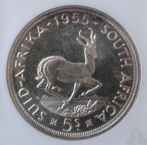 Nice 1955 Union silver 5 Shillings ANACS PF66 (High grade)
