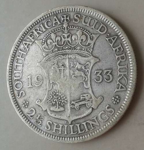 Scarce 1933 union silver 2 1/2 Shillings in F+