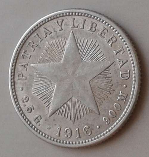 Scarcer 1916 Cuba silver 10 Centavos in AU+ (High value coin)