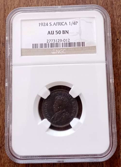 1924 Union 1/4 Penny NGC AU50 BN (high grade)