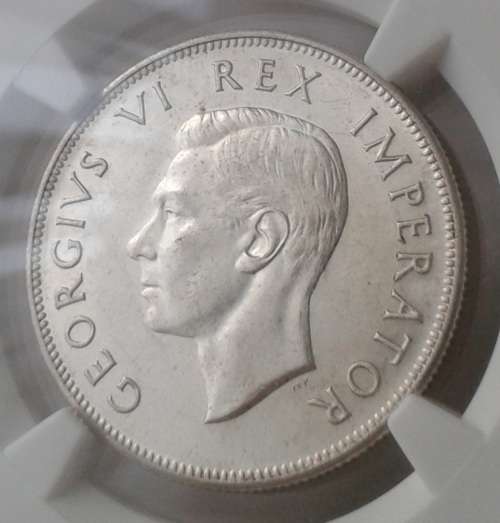 Lustrous 1938 union silver 2 1/2 Shillings NGC AU58