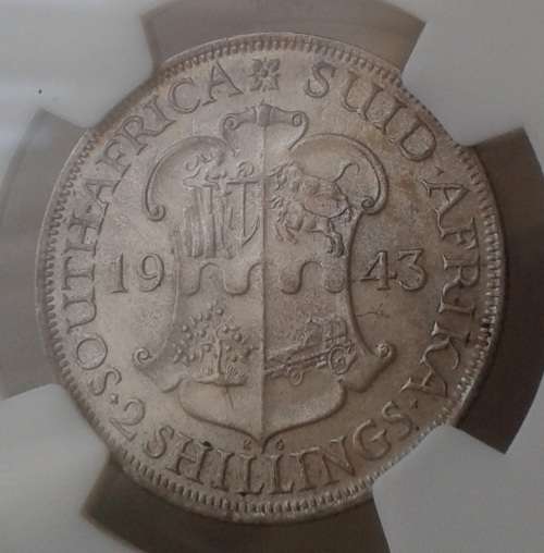 Nice 1943 union silver 2 Shillings NGC AU55