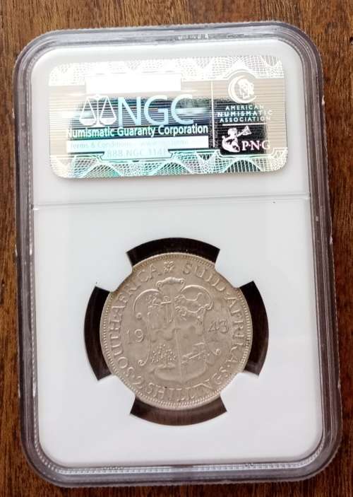 Nice 1943 union silver 2 Shillings NGC AU55
