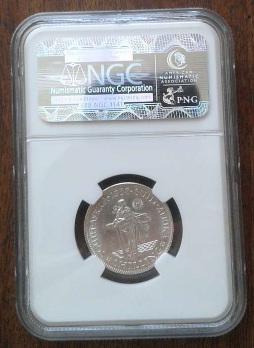 Lustrous 1938 union silver shilling NGC AU55