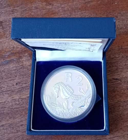 1997 Marine Life Series proof 1oz silver R2 (Knysna Seahorse)