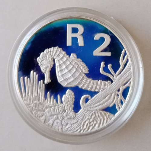 1997 Marine Life Series proof 1oz silver R2 (Knysna Seahorse)