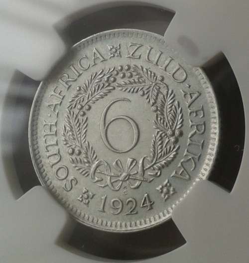 Nice 1924 union silver sixpence NGC XF45