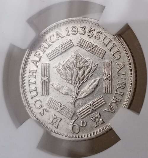 1935 Union silver sixpence NGC XF45