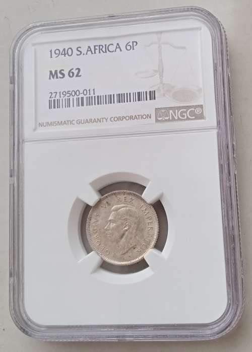 1940 Union silver sixpence NGC MS62