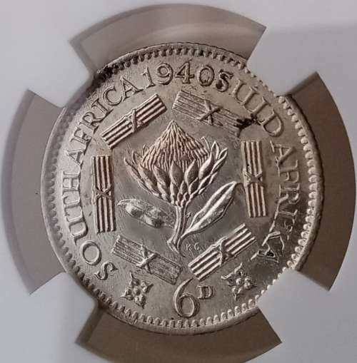 1940 Union silver sixpence NGC MS62
