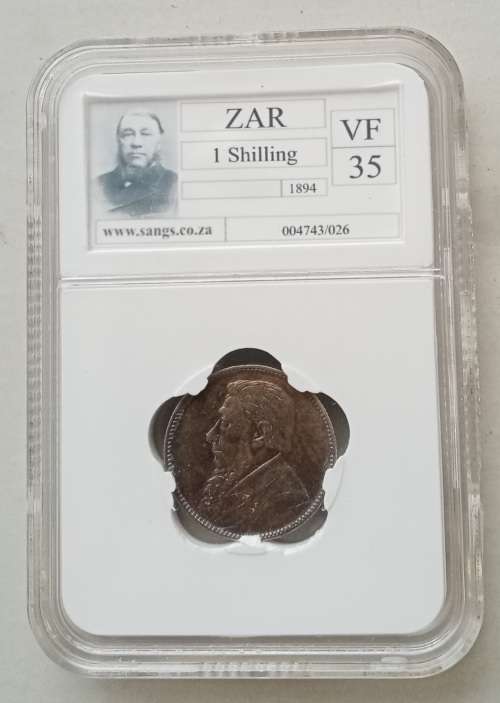 1894 ZAR Kruger silver shilling SANGS VF35