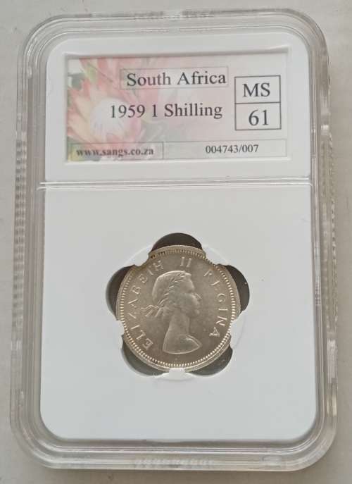 Scarce 1959 union silver shilling SANGS MS61 (For maniest only)