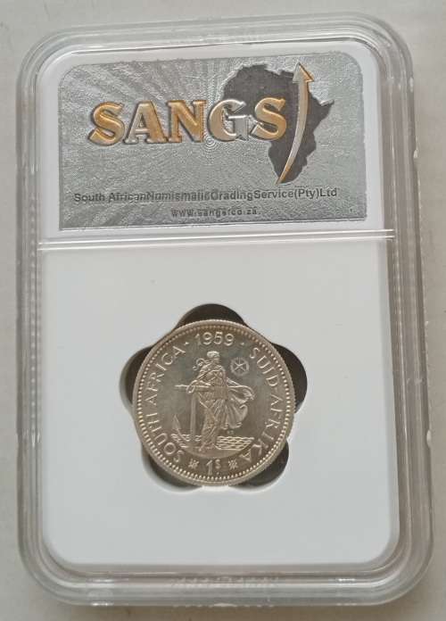 Scarce 1959 union silver shilling SANGS MS61 (For maniest only)