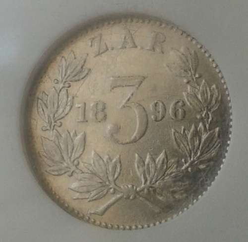 1896 ZAR Kruger silver tickey NGC AU53