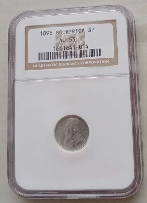 1896 ZAR Kruger silver tickey NGC AU53