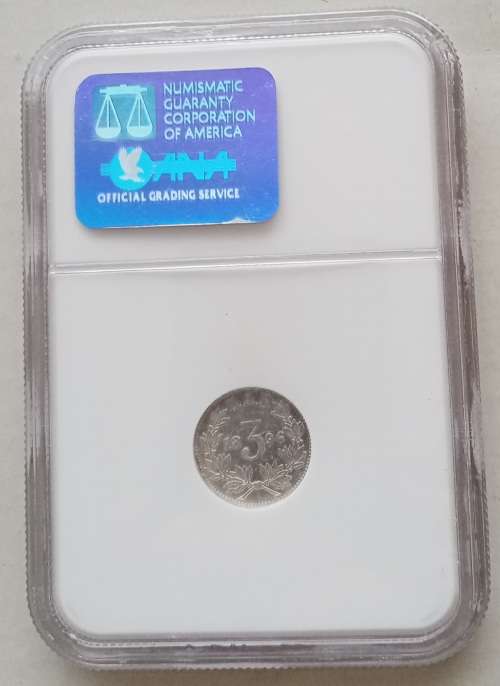1896 ZAR Kruger silver tickey NGC AU53