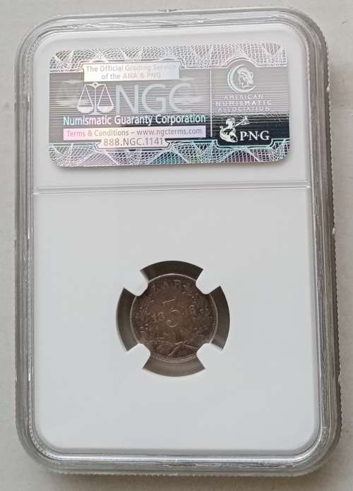 Nice 1896 ZAR Kruger silver tickey NGC AU50 (Great coin)