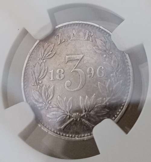 Nice 1896 ZAR Kruger silver tickey NGC AU50 (Great coin)