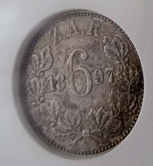 1897 ZAR Kruger silver sixpence NGC VF35