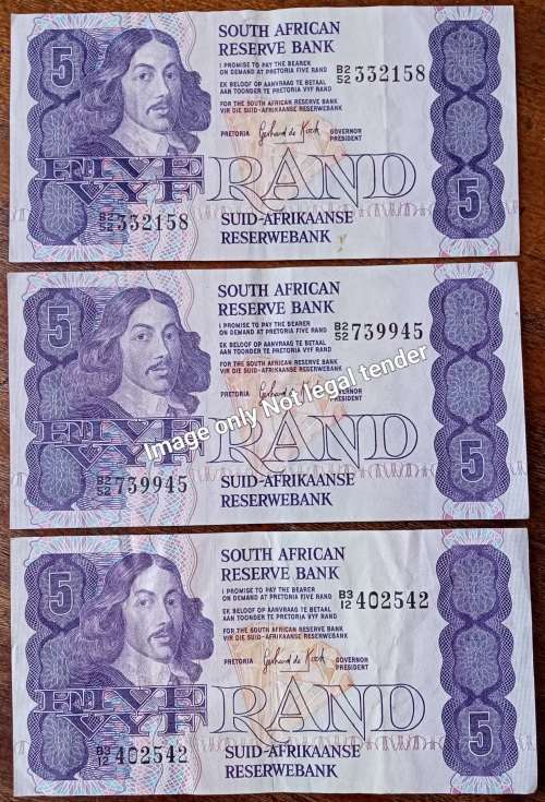 Set of x3 GPC de Kock 1980s R5 notes