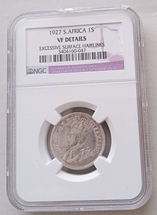 Scarcer 1927 union silver shilling NGC VF Details