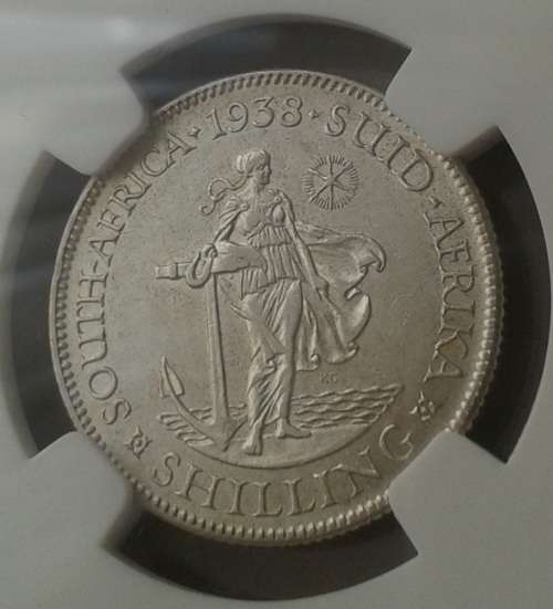 1938 Union silver shilling NGC AU53