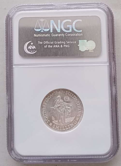 1941 Union silver shilling NGC AU58 (Bakewell Collection)