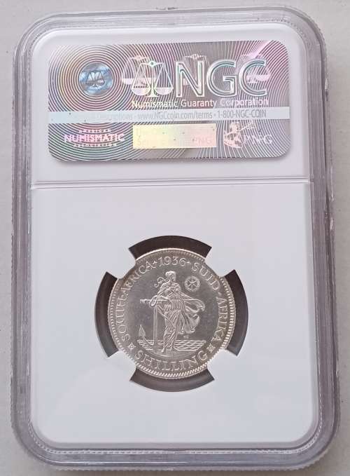 Excellent 1936 union silver shilling NGC Uncirculated Details