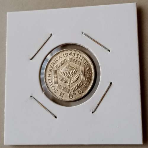 Higher grade 1943 union silver sixpence in XF+