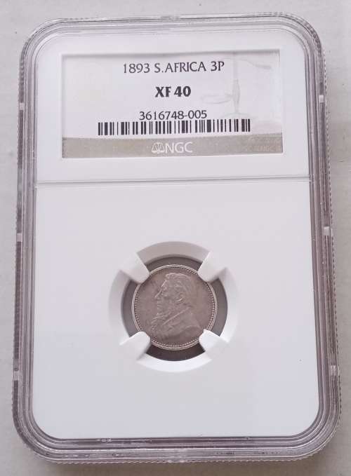 Nice 1893 ZAR Kruger silver tickey NGC XF40