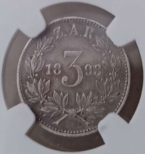 Nice 1893 ZAR Kruger silver tickey NGC XF40