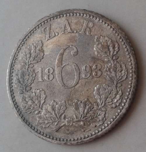 Nice 1893 ZAR Kruger silver sixpence in VF