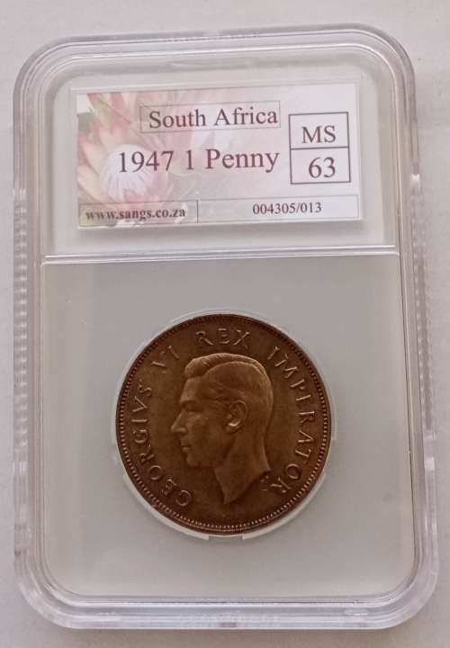 Scarcer 1947 union penny SANGS MS63
