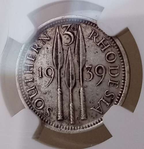 Scarcer 1939 Southern Rhodesia silver threepence NGC AU Details ( key date)