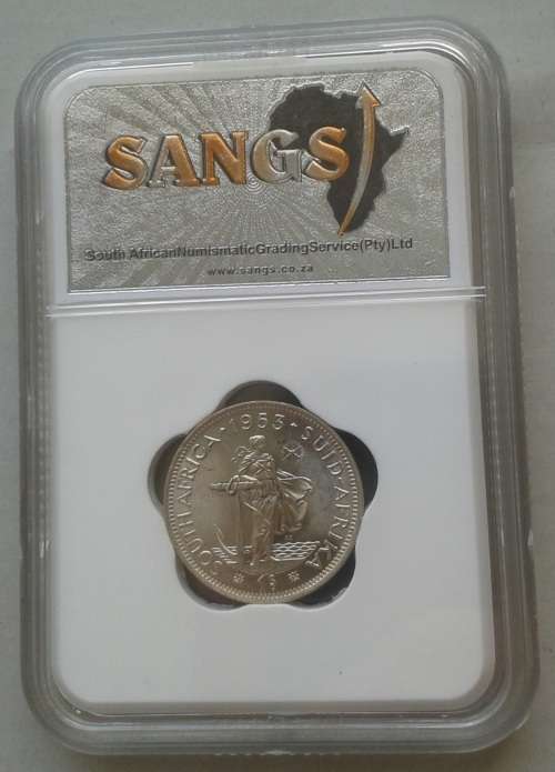 Nice 1953 Union silver shilling SANGS MS61