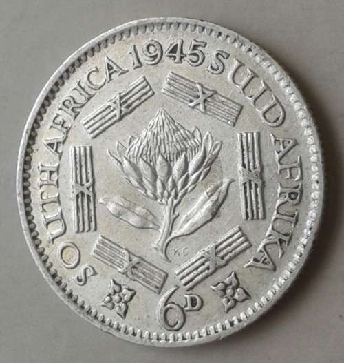 Nice 1945 union silver sixpence in XF