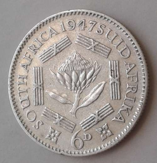 Higher grade 1947 union silver sixpence