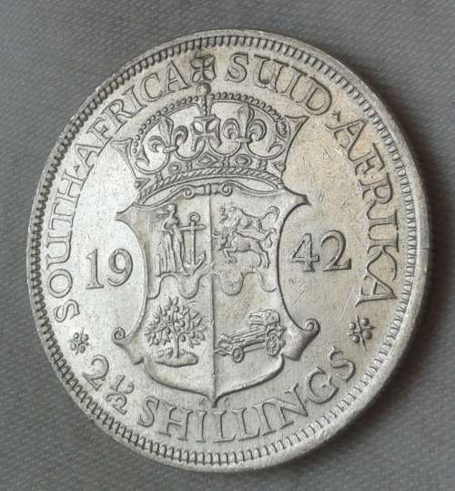 Lustrous 1942 union silver 2 1/2 Shillings in high grade