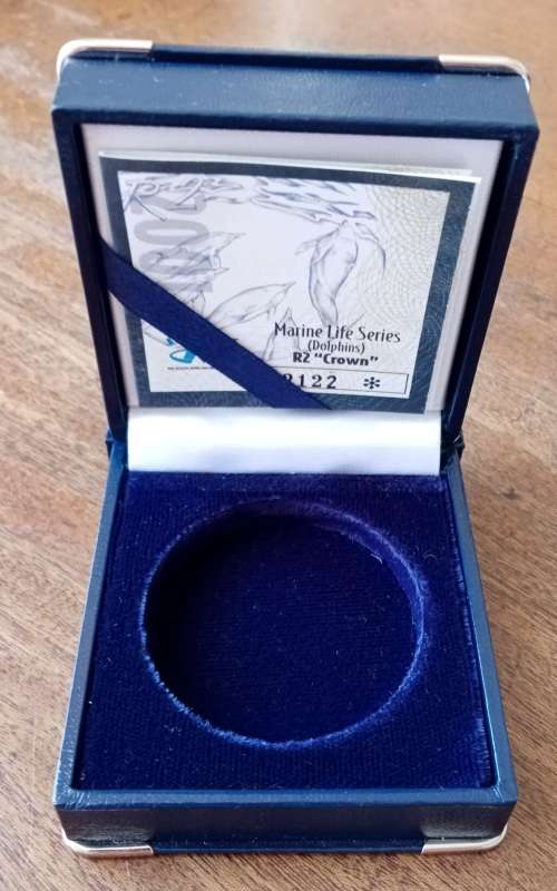 Empty S.A Mint box for encapsulated 2001 Dolphins pf silver R2/Krugerrand incl.coa