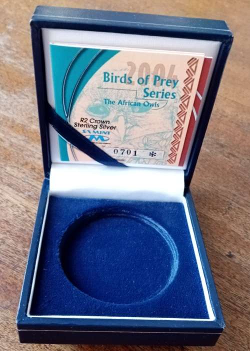 Empty S.A Mint box for encapsulated 2004 African Owls pf silver R2/Krugerrand incl.coa