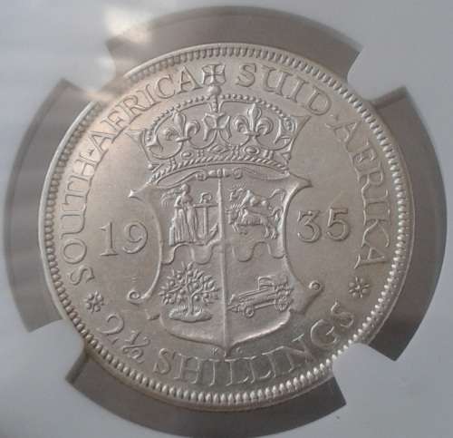 High grade 1935 union silver 2 1/2 Shillings NGC XF45