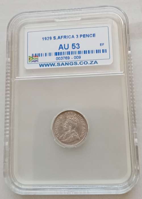 High grade 1929 union silver tickey SANGS AU53