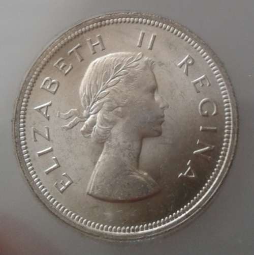 Nice 1958 Union silver 2 1/2 Shillings SANGS MS61 (Cracked Die)